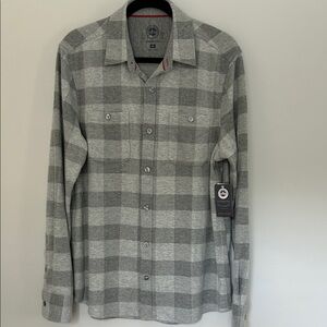 NWT Flag & Anthem Men’s Hillpoint Hero Gray Flannel  Plaid Button-Up Shirt